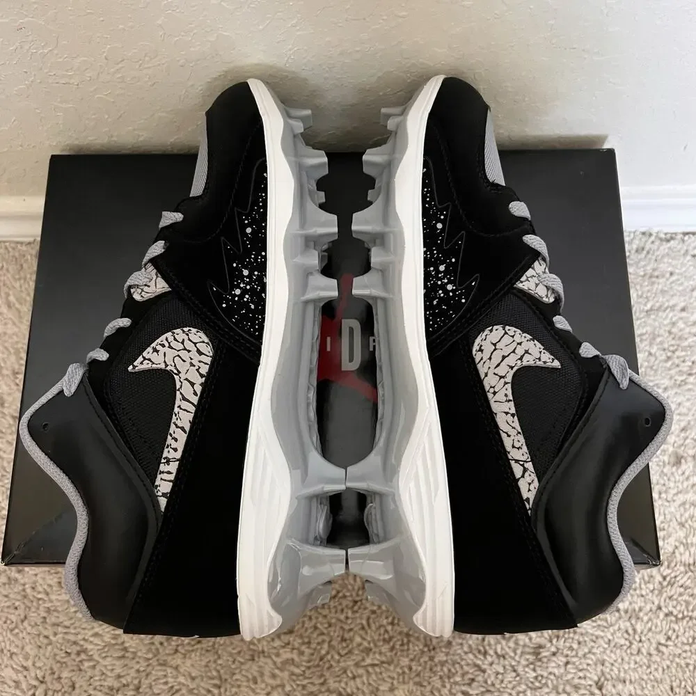 Nike Air Jordan Stadium 90 Low TD Black Cement Football HQ0210-060 Men Size 9.5